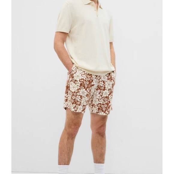 Gap Shorts Mens Large Multicolor Floral Linen Blend 7” Inseam Vacation Tropical - Picture 3 of 11